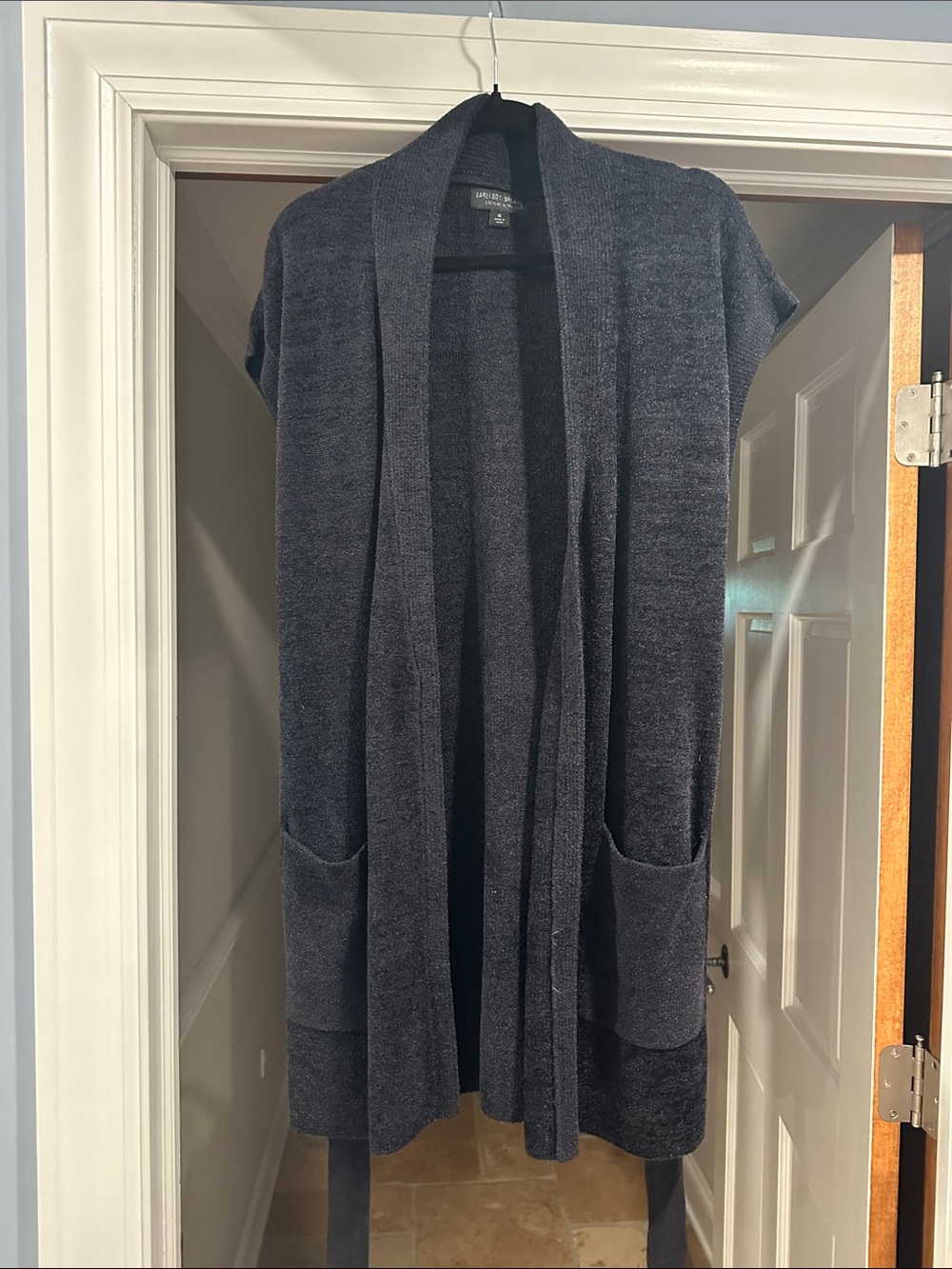 Barefoot Dreams Charcoal Open-Front Long Knit Vest - Picture 1 of 3